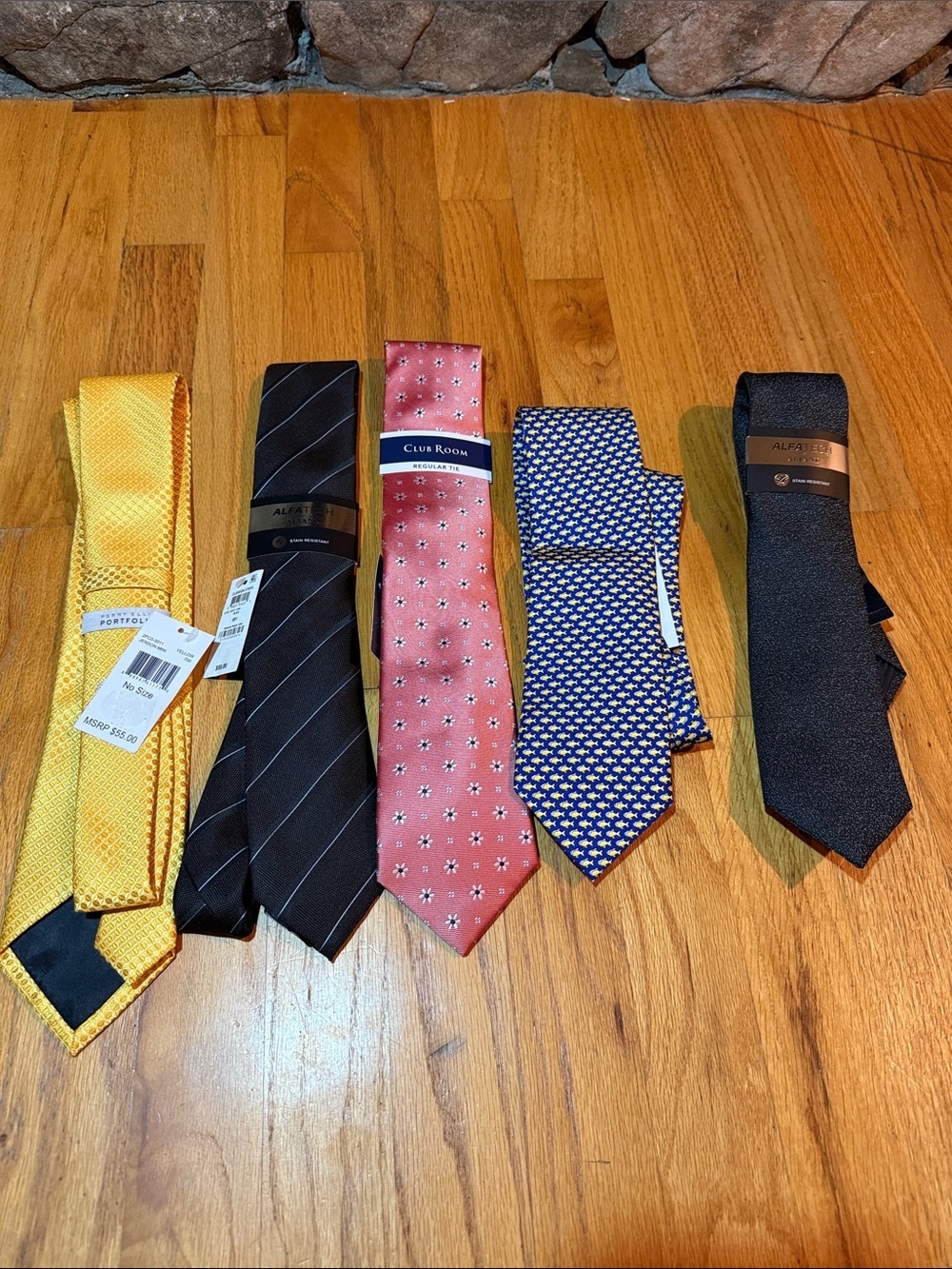 Assorted Men’s Silk Ties - Yellow, Black, Coral, Blue, and Black (5 Bundle Pack